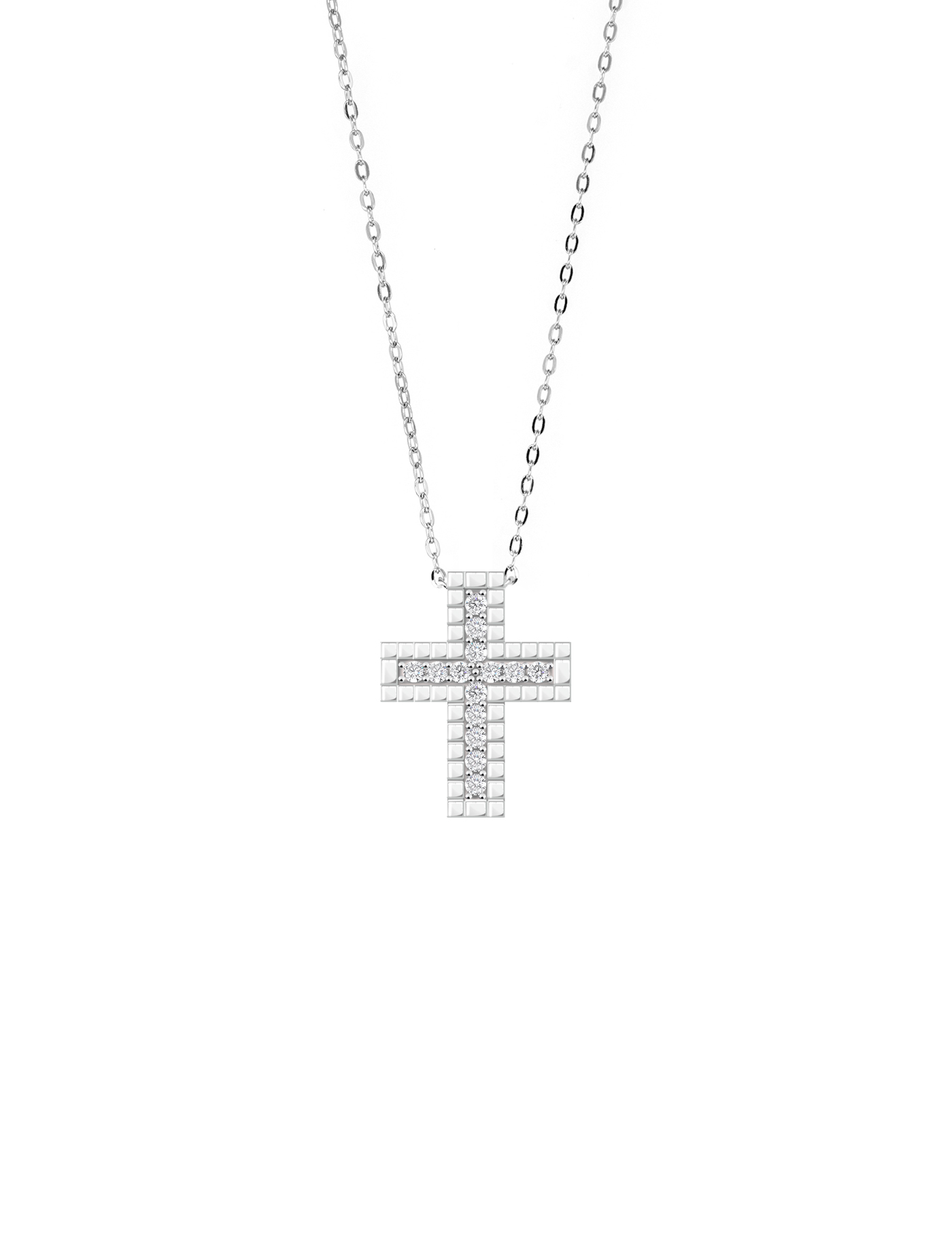 Ice cube croce necklace (WG)