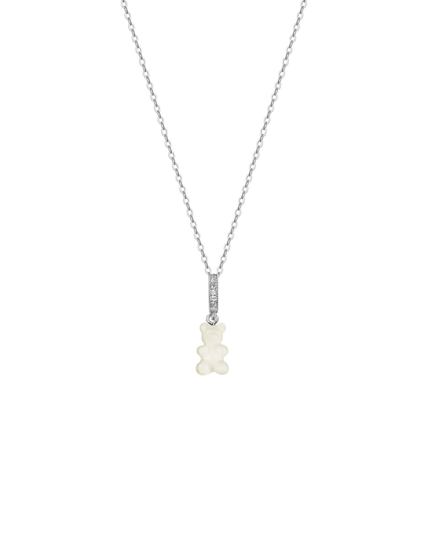 Ice color mini bear necklace (IVORY)
