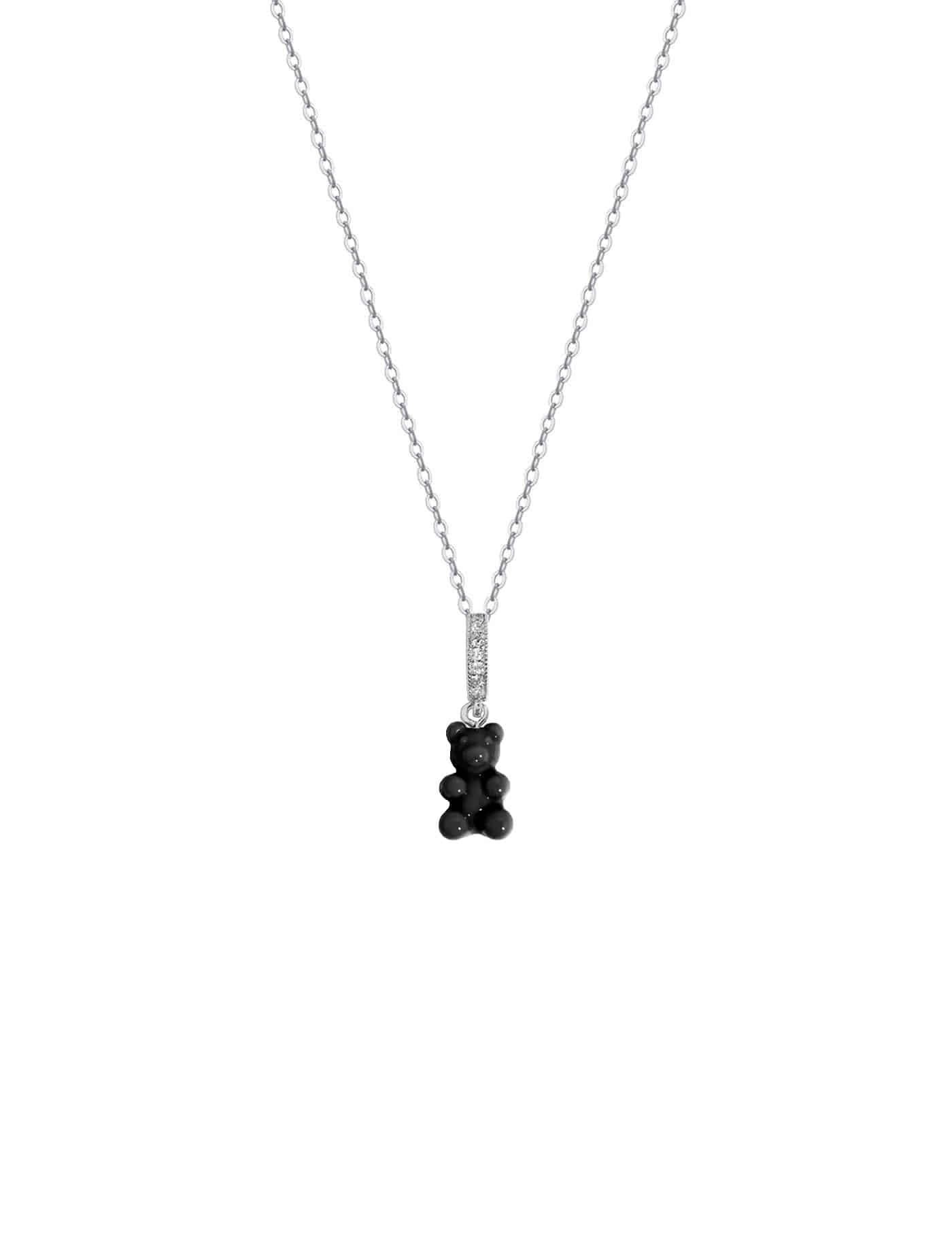Ice color mini bear necklace (BLACK)