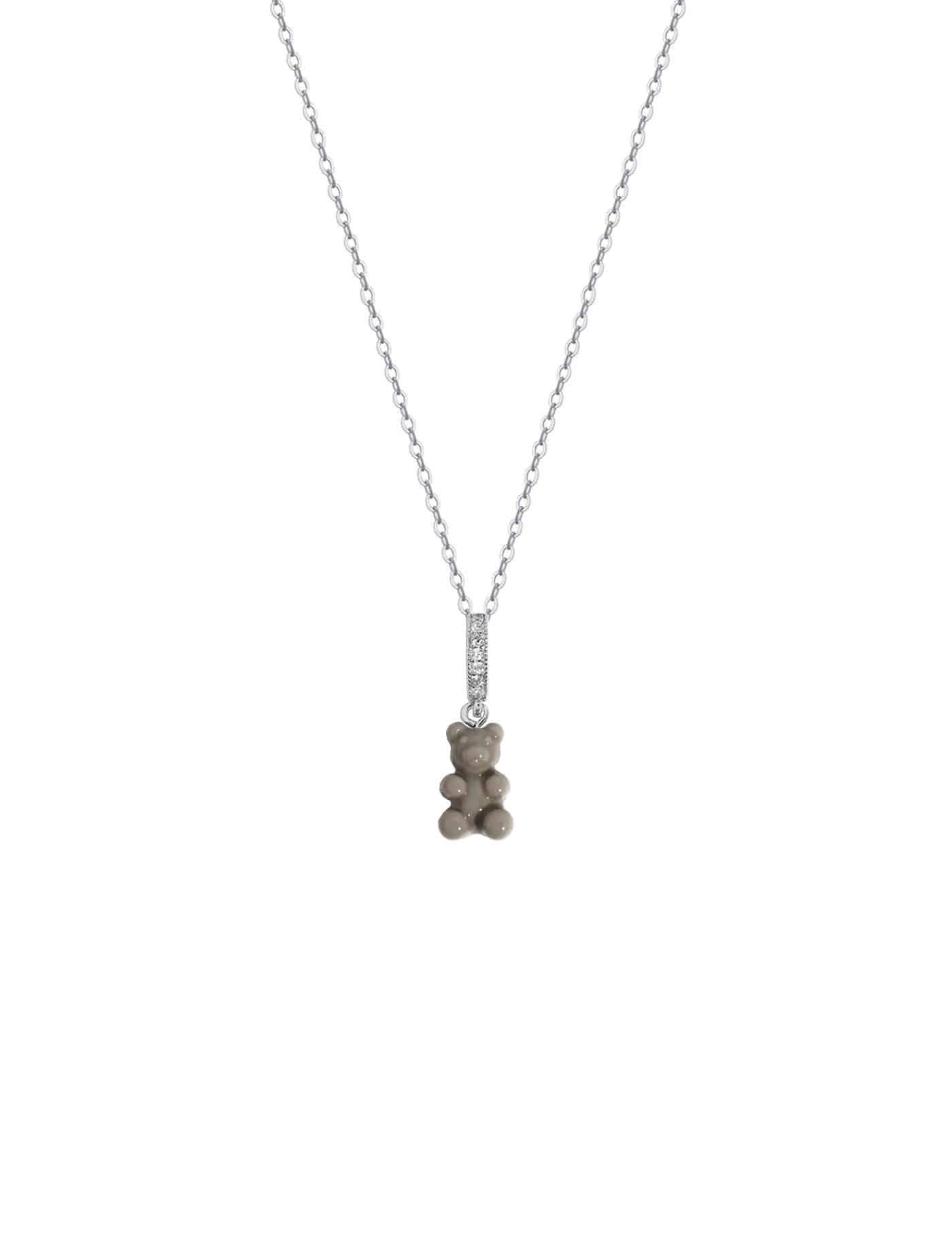 Ice color mini bear necklace (BROWN)