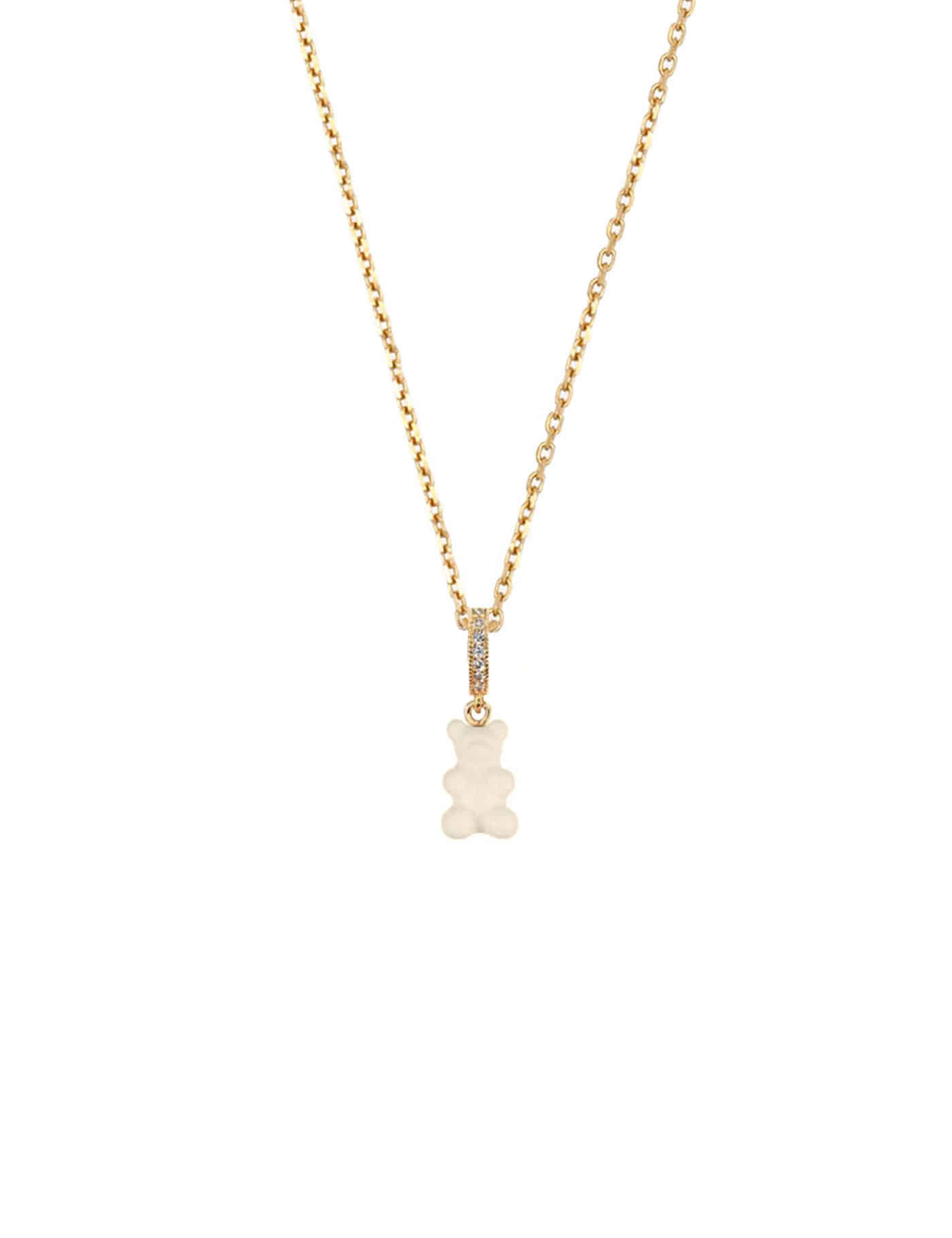 Ice color mini bear necklace ll (IVORY WHITE)