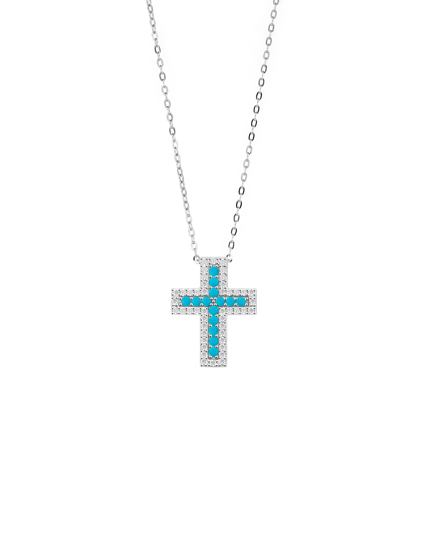 Ice croce necklace turquoise (WG)