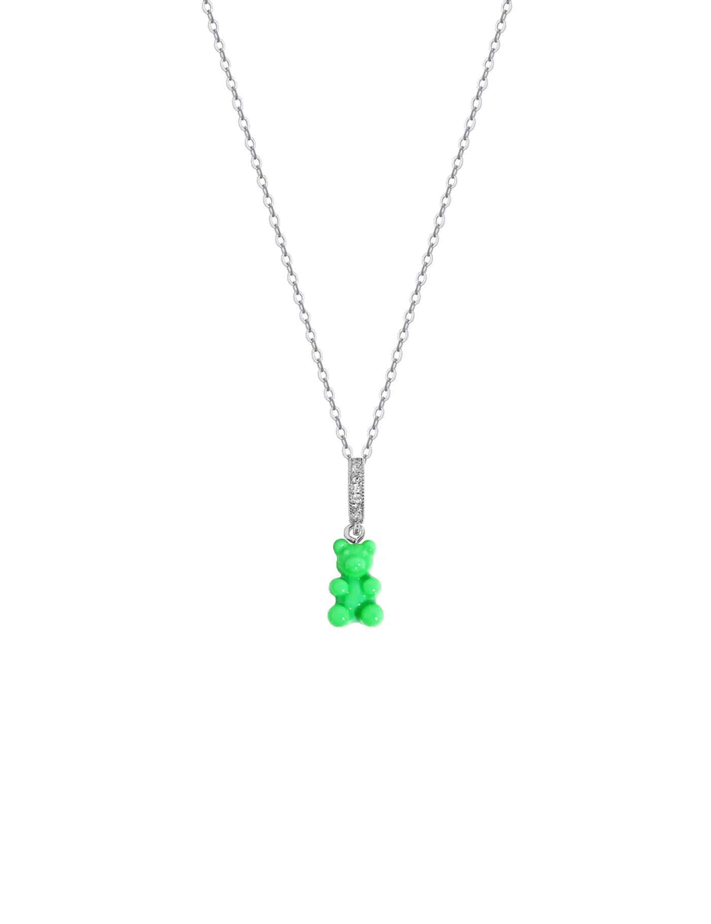 Ice color mini bear necklace (GREEN)