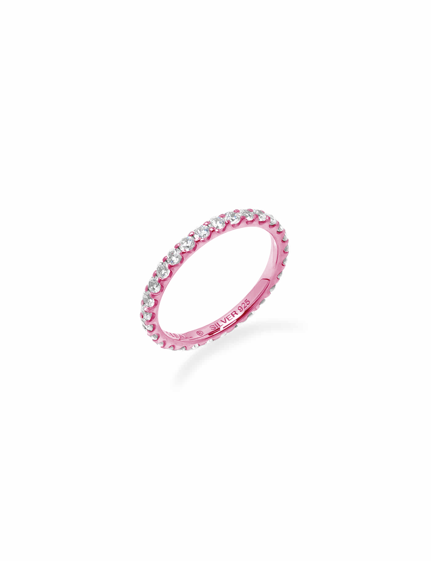Ice 2mm pave ring (FLAMINGO PINK)