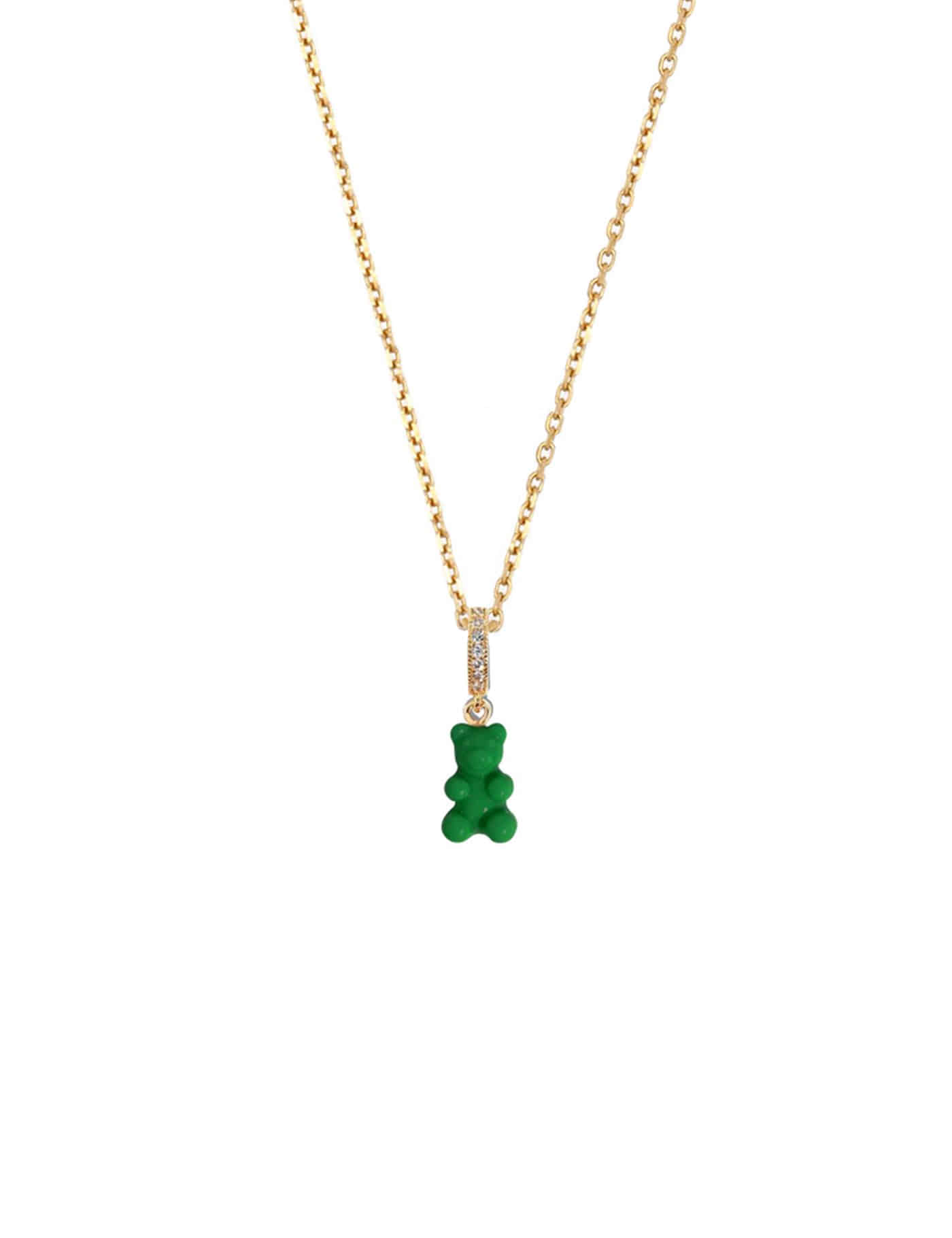 Ice color mini bear necklace ll (DEEP GREEN)