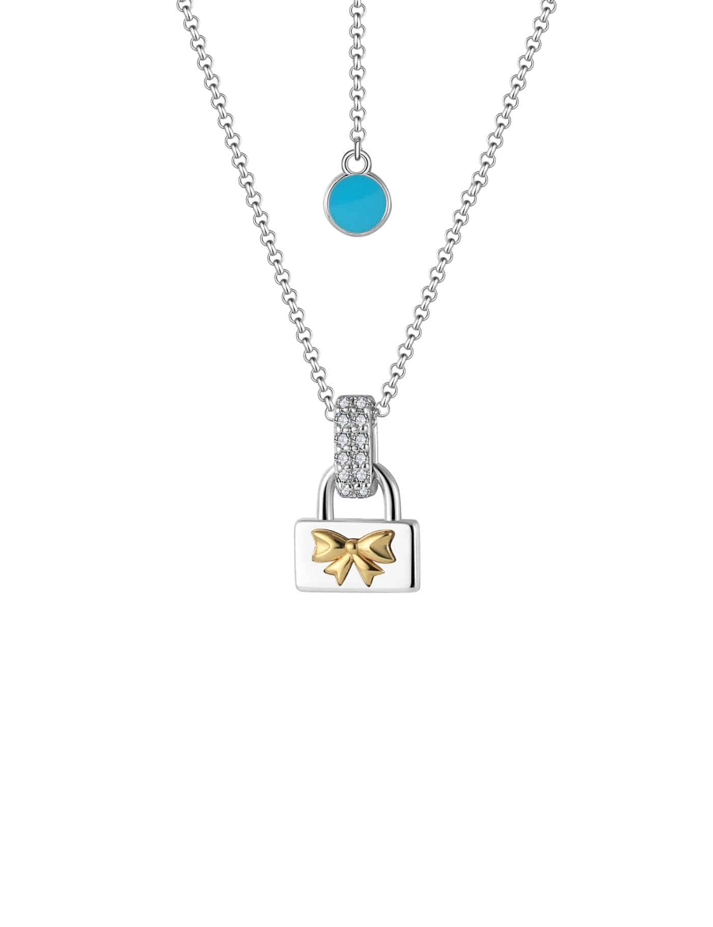 Ribbon flat lucchetto necklace (WG,G)